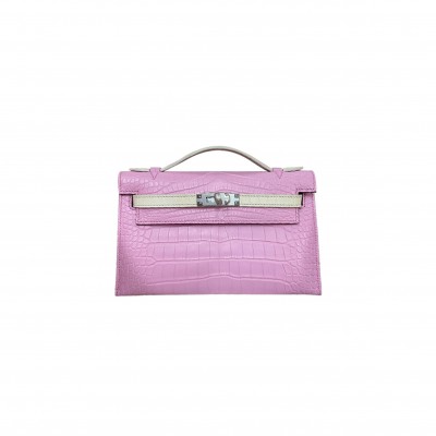 HERMÈS MASTER KELLY POCHETTE MATTE ALLIGATOR GOLD HARDWARE (22*14*7cm) 